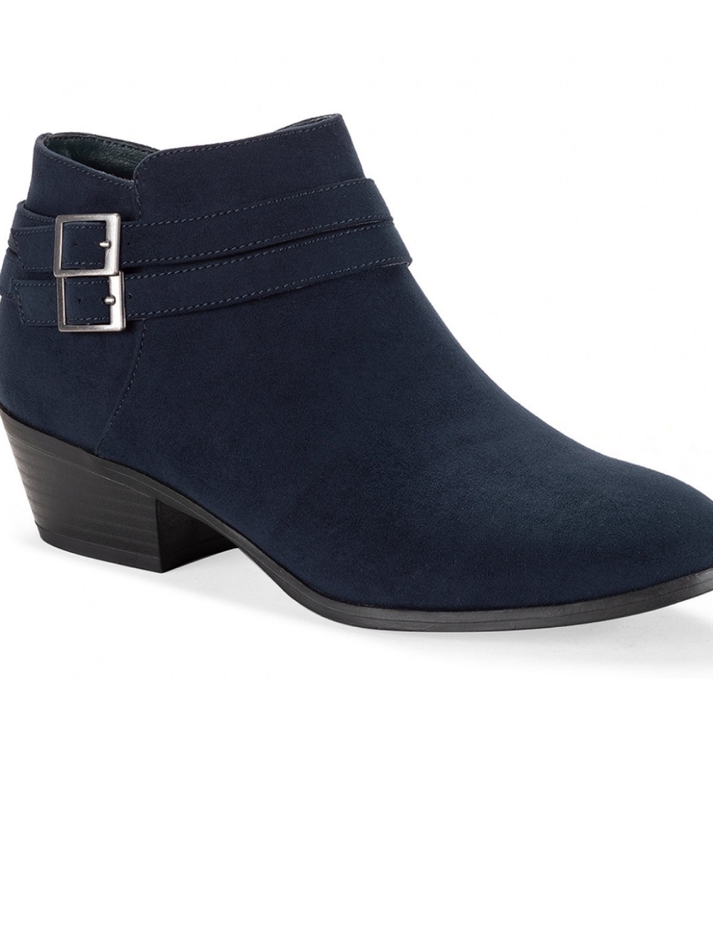 Style & Co. Navy Double-Buckle Suede Ankle Boot